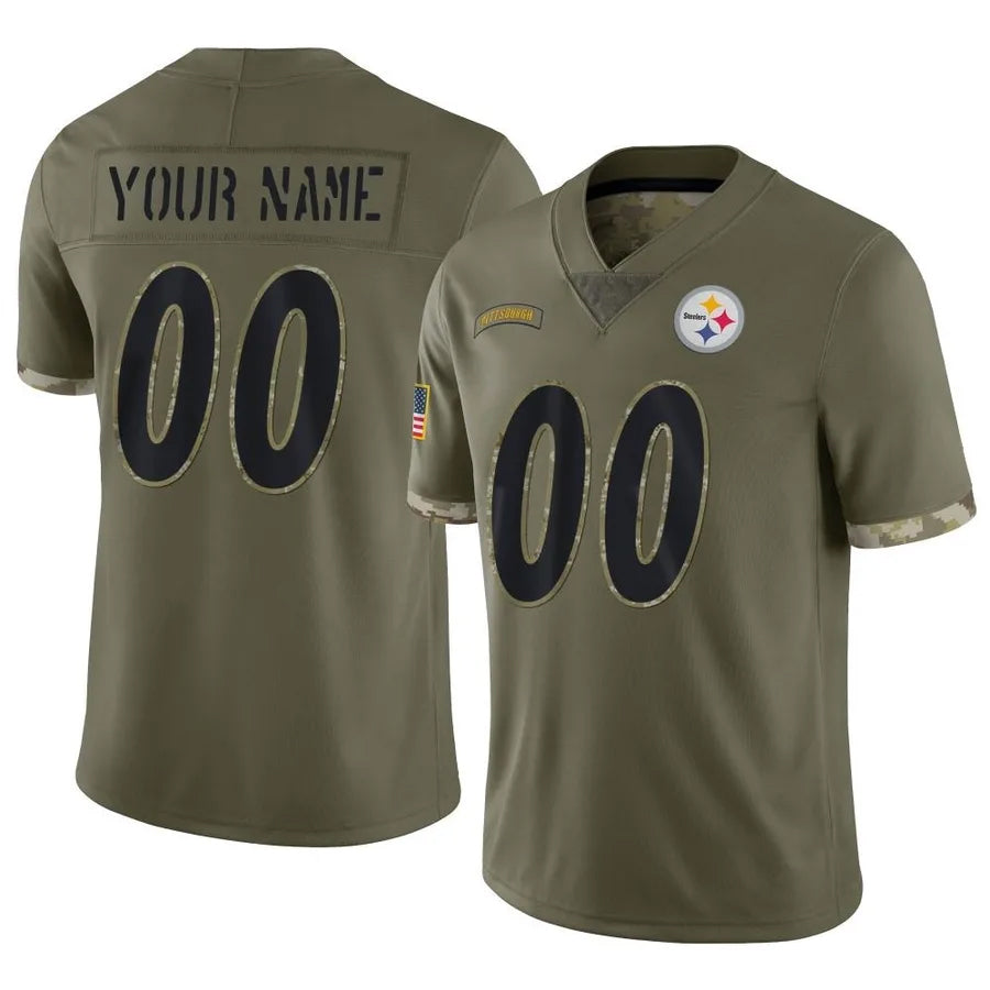 Yuxns Custom P.Steelers Salute To Service Limited Olive Stitched Jerseys