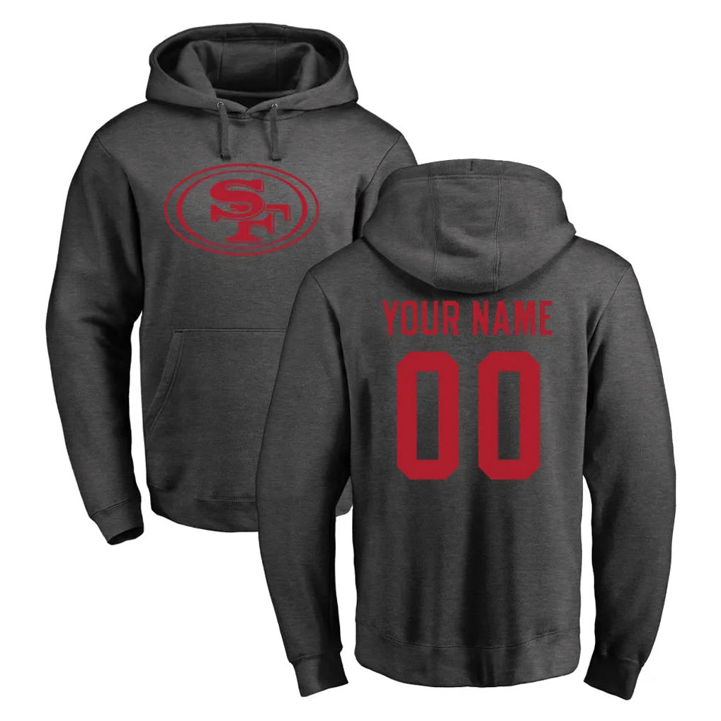 Yuxns Custom SF.49ers Anthracite Pullover Hoodies Home Game Any Name & Numbers Stitched Jerseys
