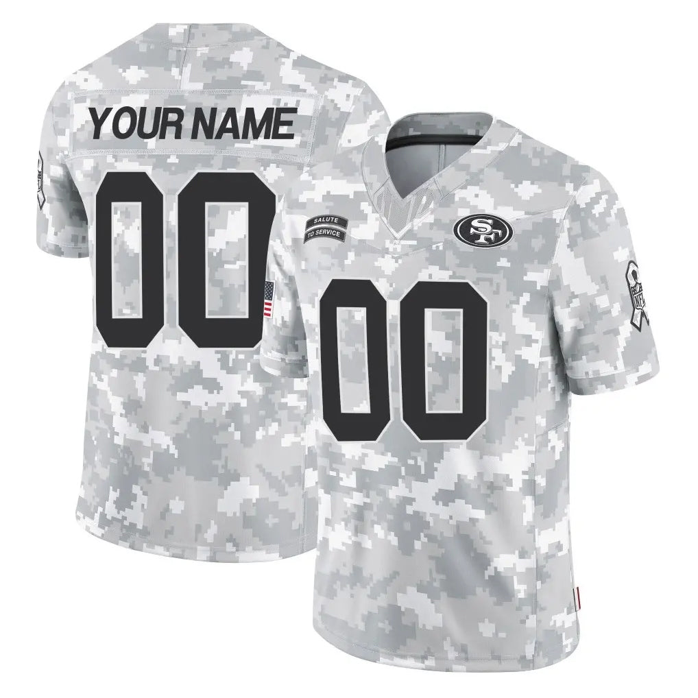 Yuxns Custom SF.49ers Arctic Camo Limited Salute To Service Home Game Any Name & Numbers Stitched Jerseys