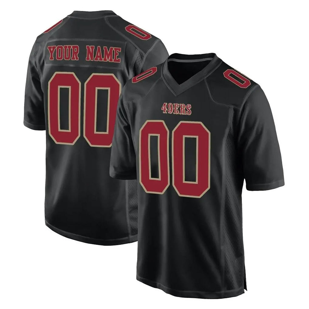 Yuxns Custom SF.49ers Black Fashion Home Game Any Name & Numbers Stitched Jerseys