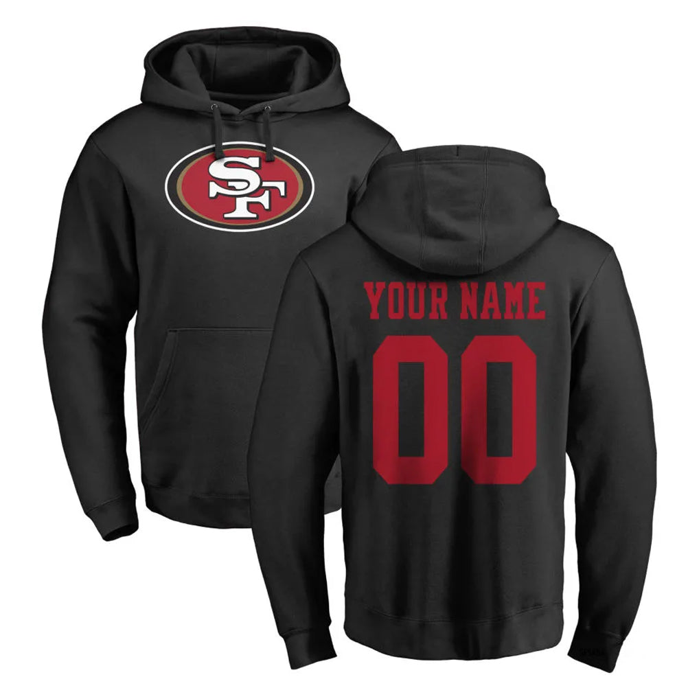 Yuxns Custom SF.49ers Black LOGO Pullover Hoodies Home Game Any Name & Numbers Stitched Jerseys