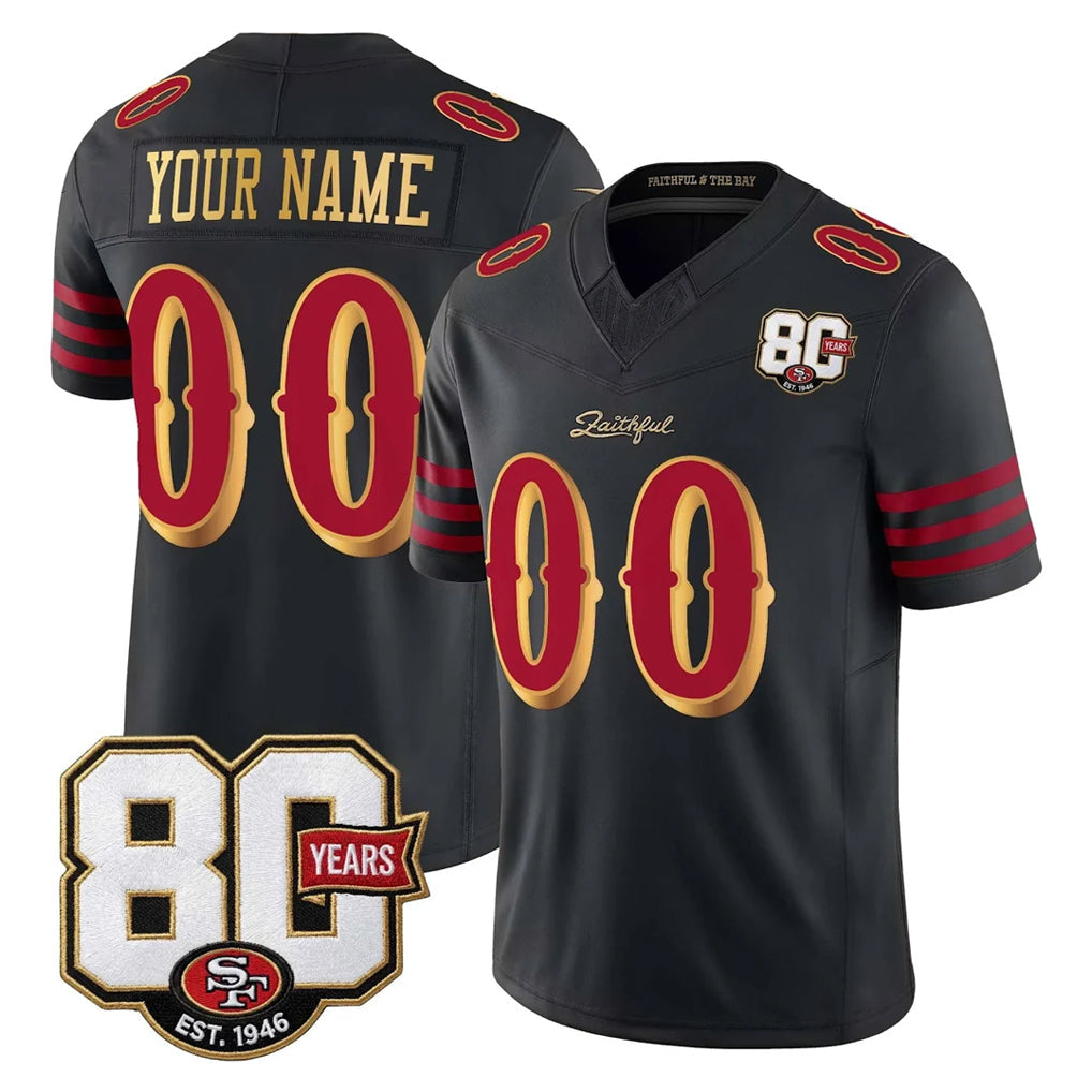 Yuxns Custom SF.49ers Black Limited 80th Rivalries Collection Home Game Any Name & Numbers Stitched Jerseys