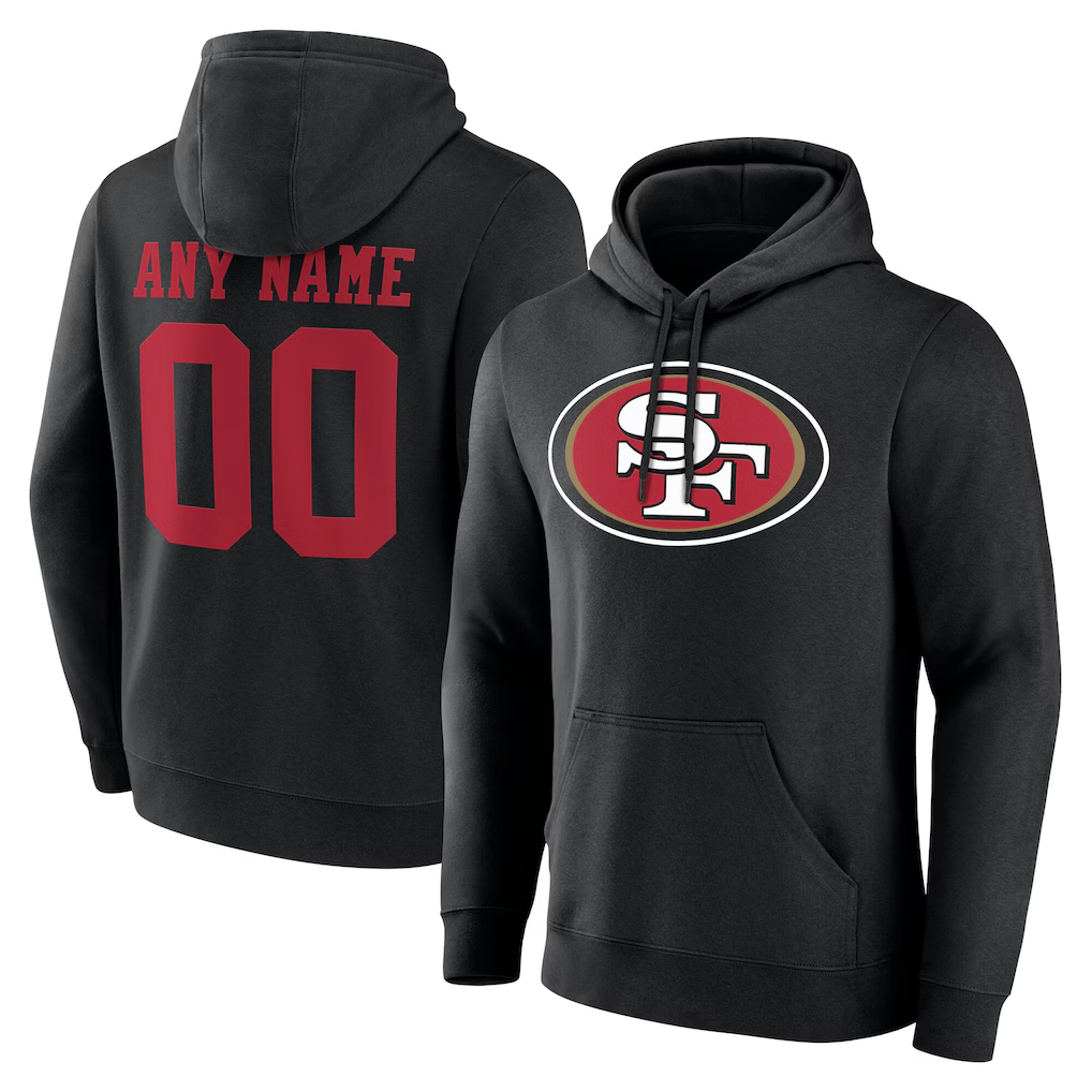 Yuxns Custom SF.49ers Black Team Authentic Personalized Name & Number Hoodie Stitched Jerseys