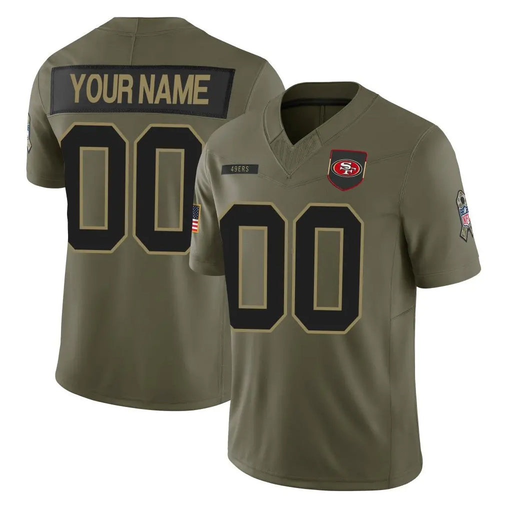 Yuxns Custom SF.49ers Olive 2025 Salute To Service Limited Home Game Any Name & Numbers Stitched Jerseys