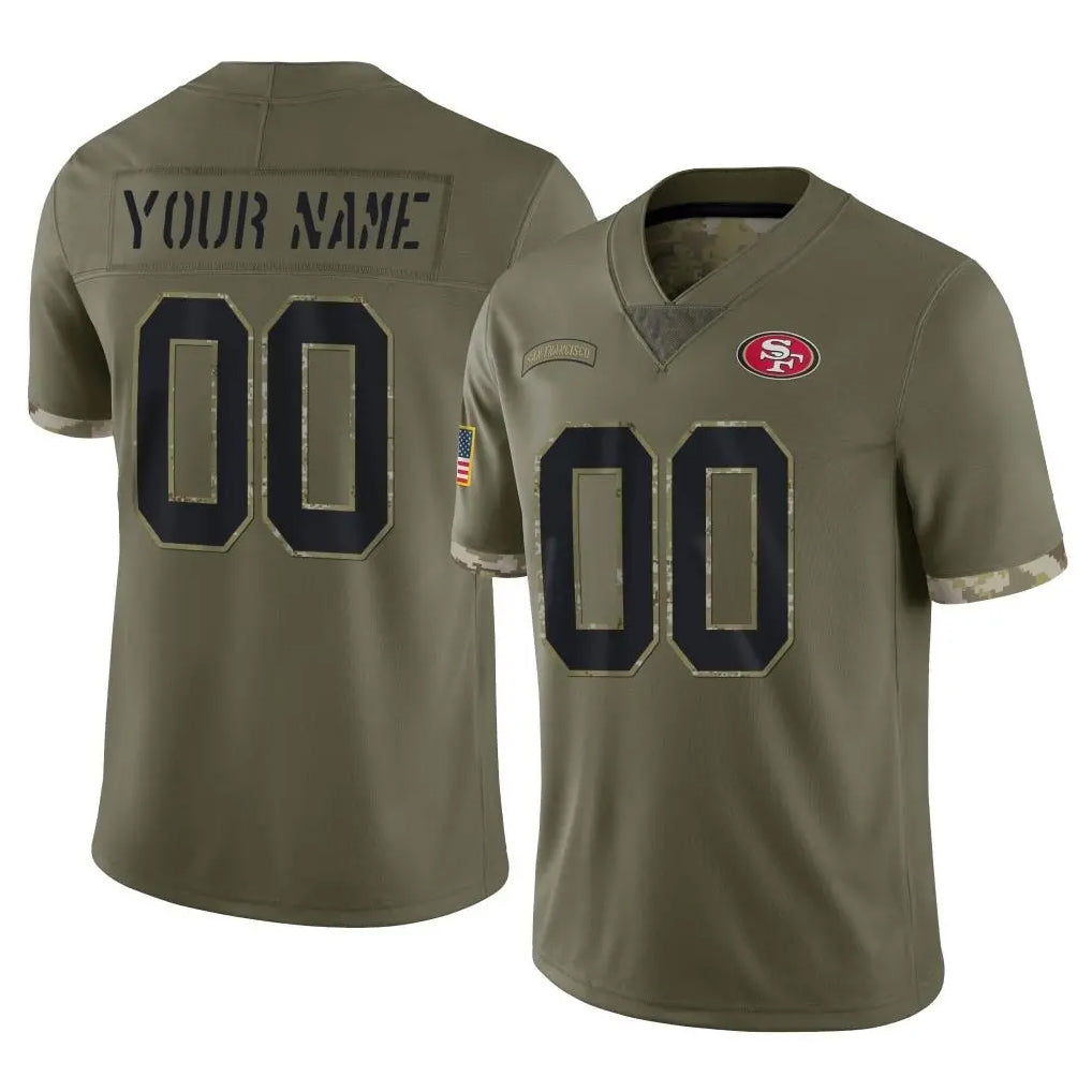 Yuxns Custom SF.49ers Olive Limited Salute To Service Home Game Any Name & Numbers Stitched Jerseys