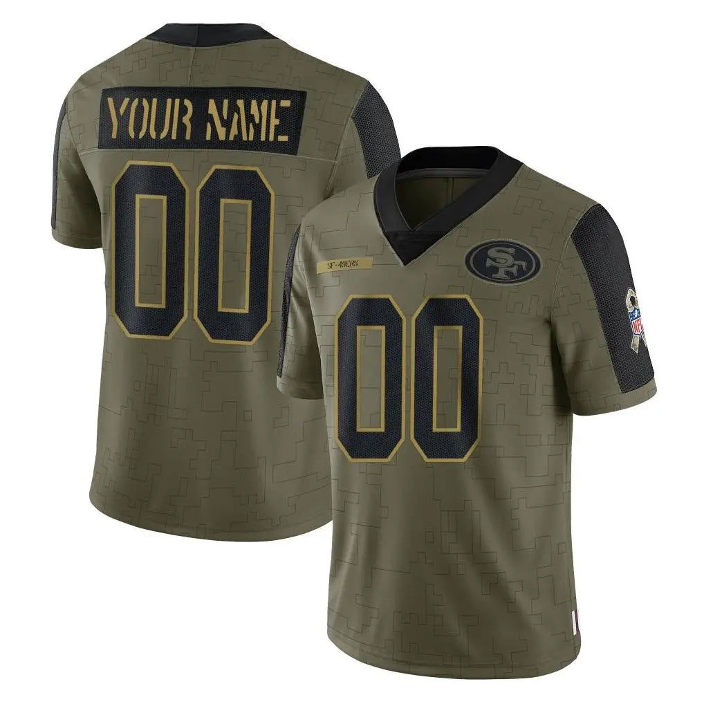 Yuxns Custom SF.49ers Olive Salute To Service Limited Game Any Name & Numbers Stitched Jerseys