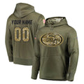 Yuxns Custom SF.49ers Olive Salute to Service Pullover Hoodie Home Game Any Name & Numbers Stitched Jerseys
