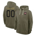 Yuxns Custom SF.49ers Olive Salute to Service Pullover Hoodies Limited Any Name & Numbers Stitched Jerseys