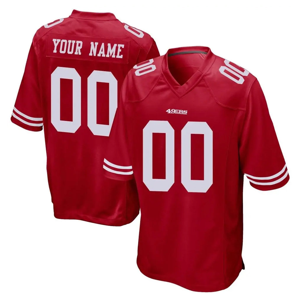 Yuxns Custom SF.49ers Red Home Game Any Name & Numbers Stitched Jerseys
