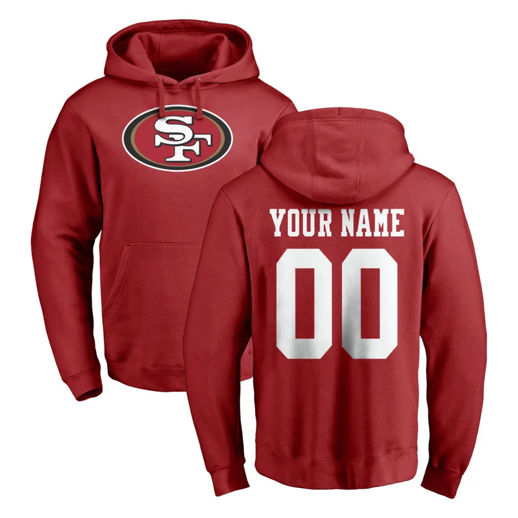 Yuxns Custom SF.49ers Red LOGO Pullover Hoodies Home Game Any Name & Numbers Stitched Jerseys