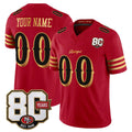 Yuxns Custom SF.49ers Red Limited 80th Rivalries Collection Home Game Any Name & Numbers Stitched Jerseys