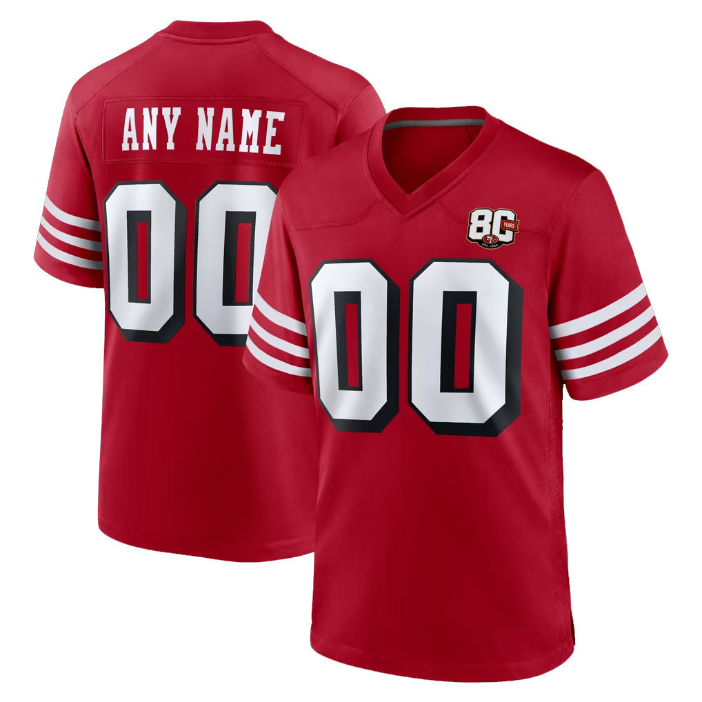 Yuxns Custom SF.49ers Red Limited Alternate 80th Vapor Home Game Any Name & Numbers Stitched Jerseys