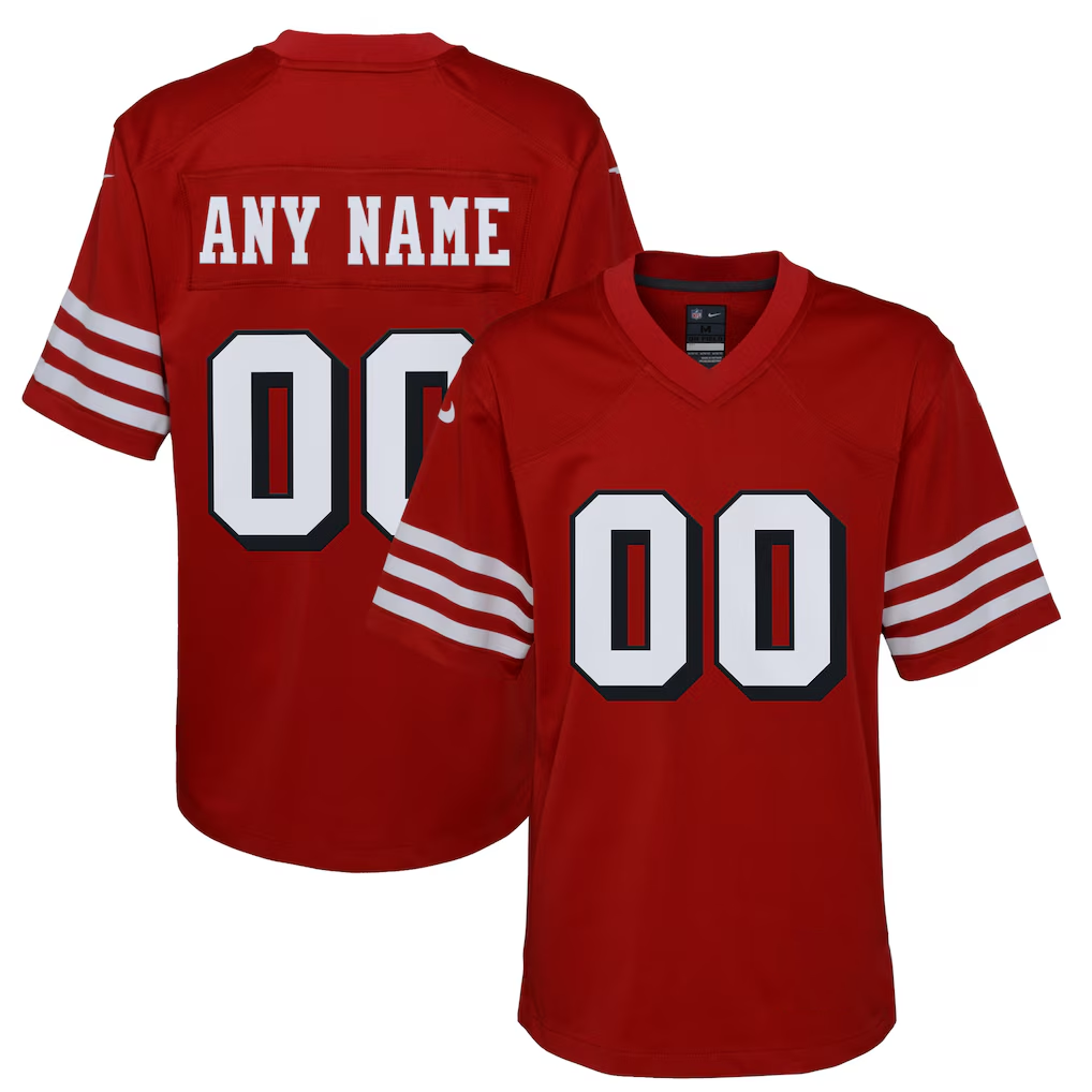 Yuxns Custom SF.49ers Scarlet Alternate Game Stitched Jerseys