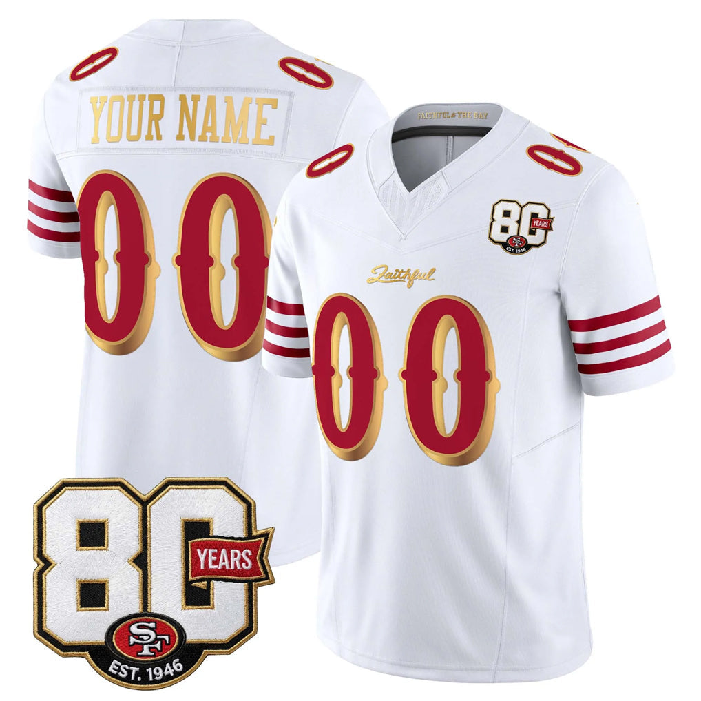Yuxns Custom SF.49ers White Limited 80th Rivalries Collection Home Game Any Name & Numbers Stitched Jerseys