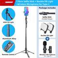 Yuxns FANGTUOSI 1750mm Wireless Selfie Stick Tripod Stand Foldable Monopod With Led Light For Smartphones Balance Steady Shooting Live
