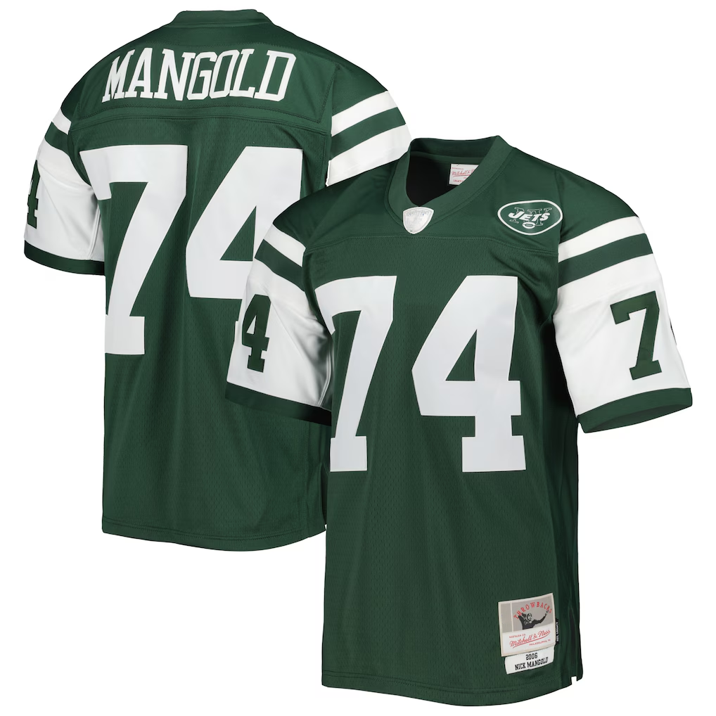 Yuxns NY.Jets #74 Nick Mangold Mitchell & Ness Green Legacy Replica Stitched Jerseys