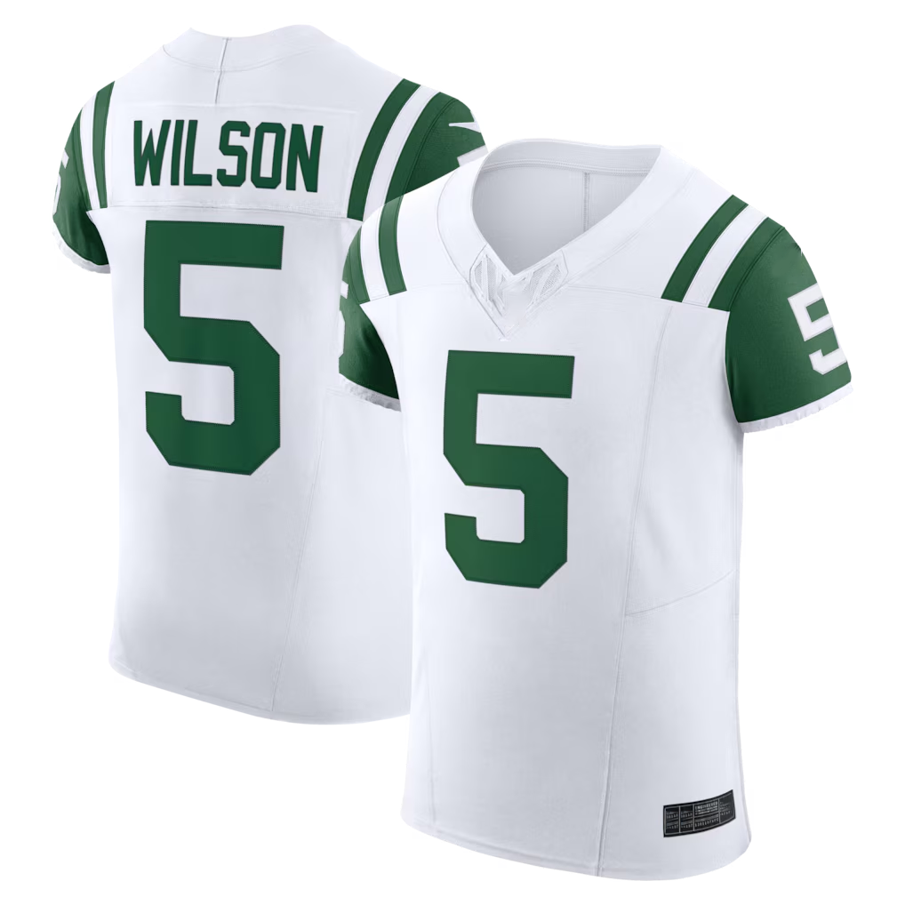 Yuxns NY.Jets #5 Garrett Wilson White Classic Alternate Vapor F.U.S.E. Elite Stitched Jerseys