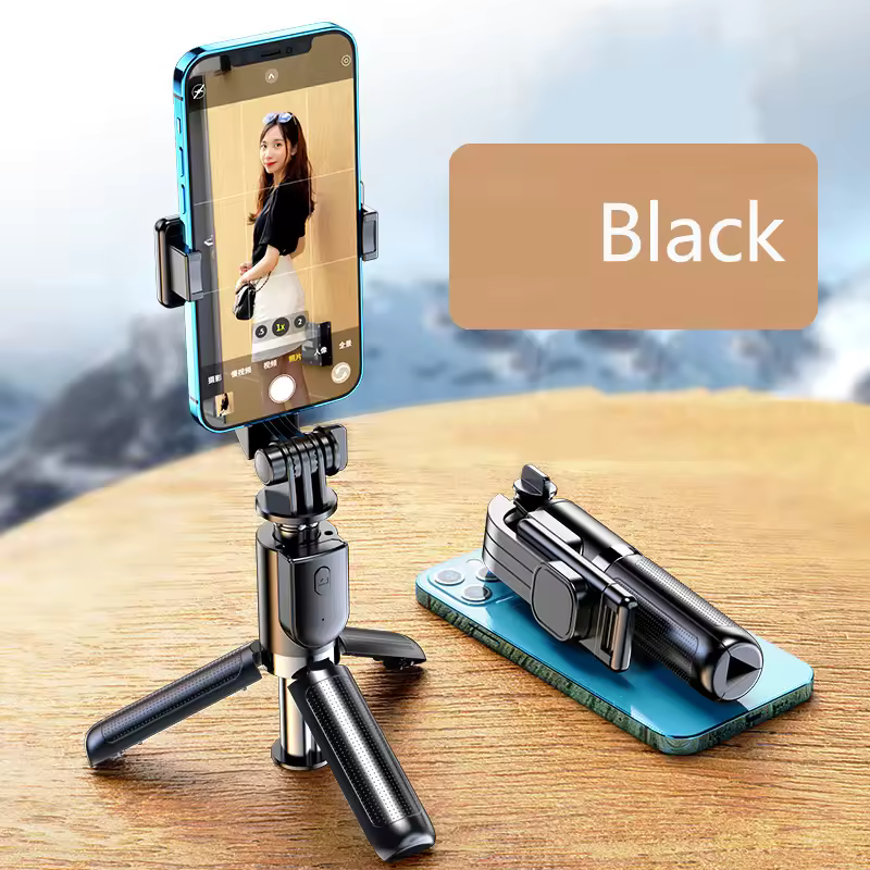 Yuxns Portable Mini Selfie Stick Led Fill Light Foldable Tripod Phone Stand Holder Support Wireless Bluetooth Remote Control Shutter