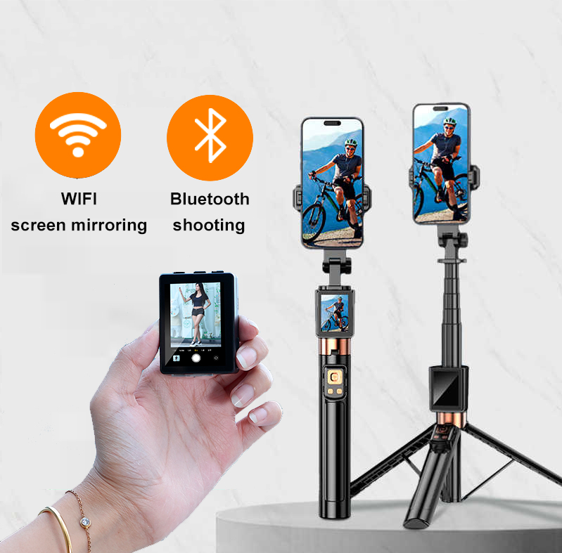 Yuxns Screen Mirroring Selfie Stick WIFI projection Screen Tripod Real Time Display Selfie Monitor For Smartphone Vlog Video Recording