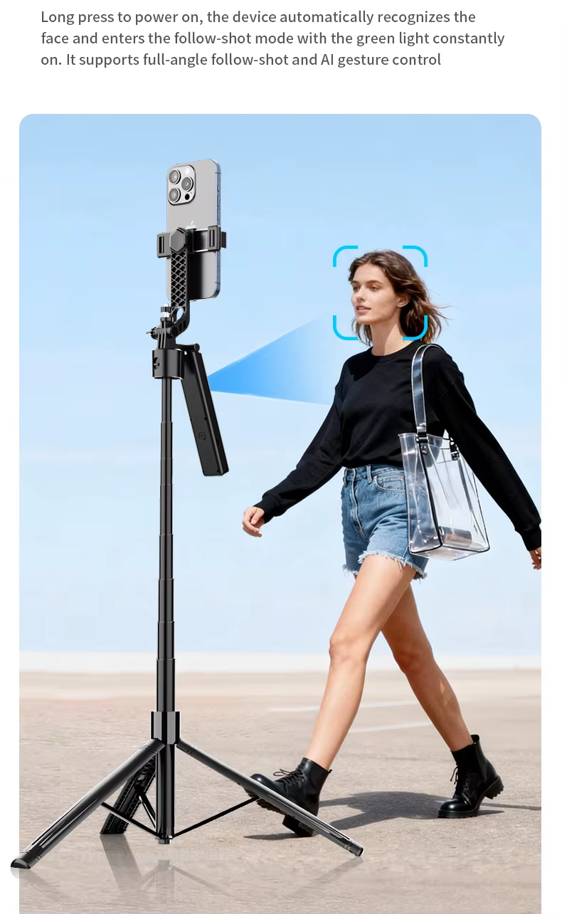 Yuxns FANGTUOSI 192cm Tripod for Smartphone 360°Auto-Rotation Shooting Selfie Stick Phone Stand AI Face Following, with Remote Control